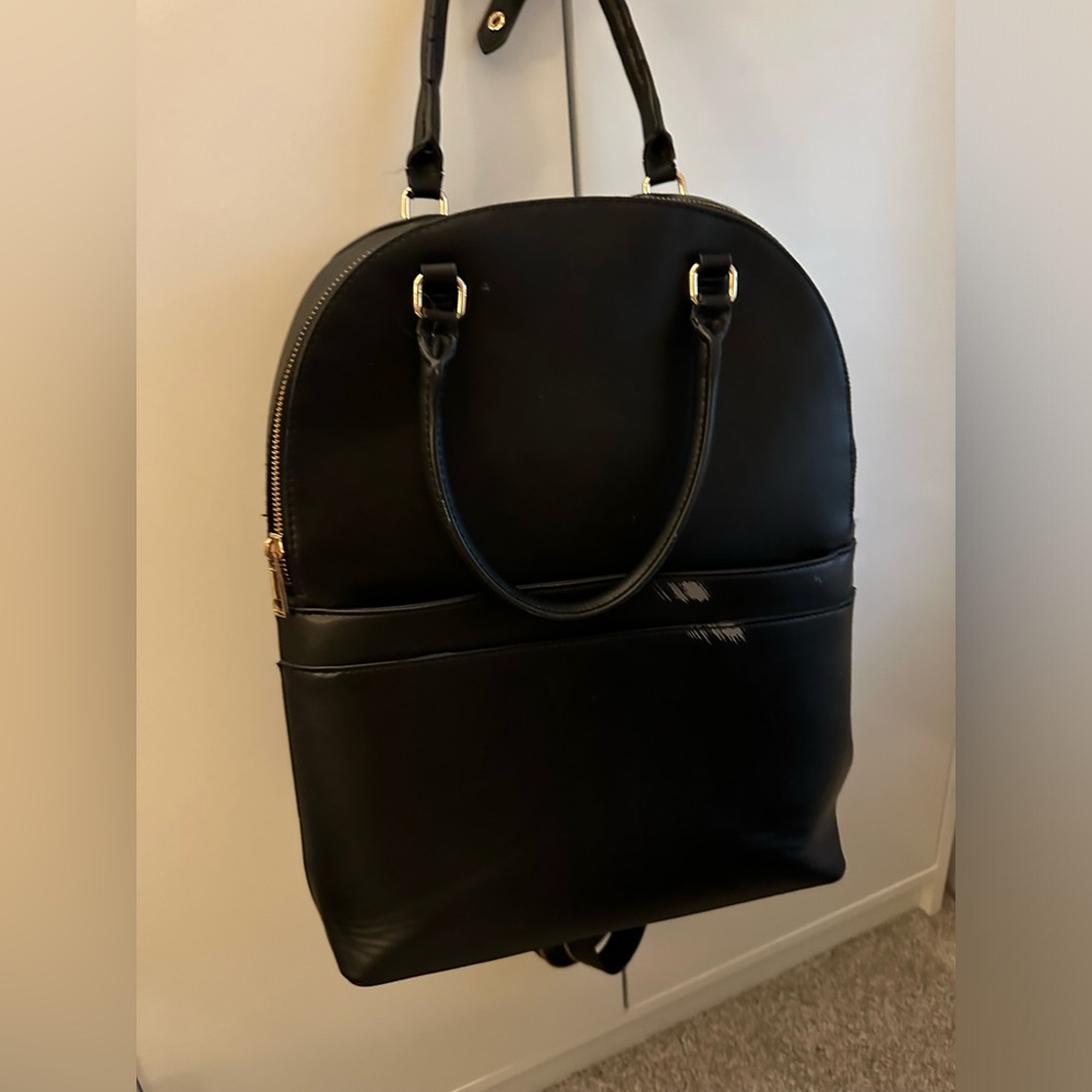 Black Faux Leather Backpack